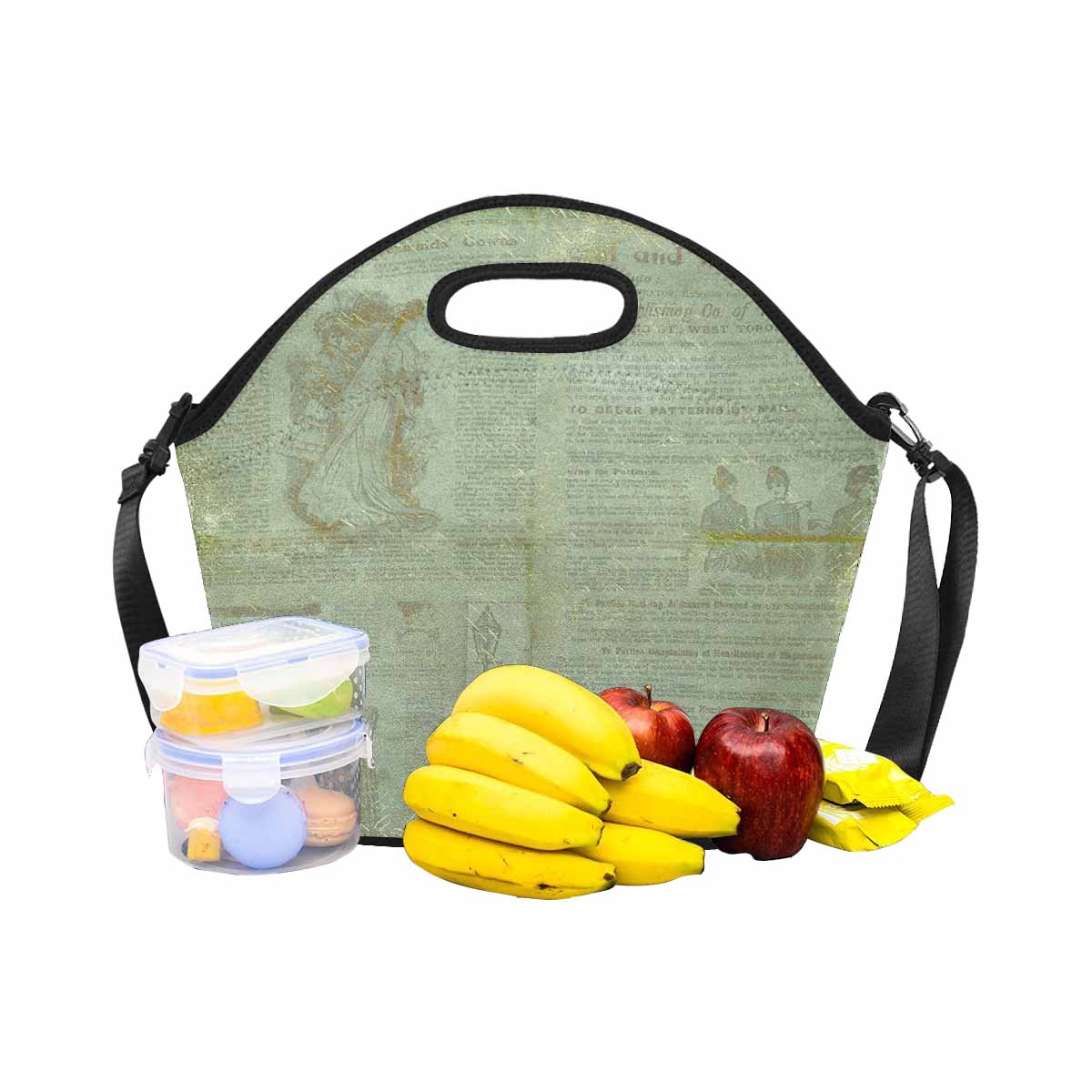 Antique general print, insulated lunch bag, design 38