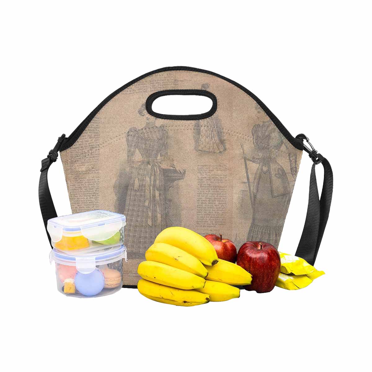 Antique general print, insulated lunch bag, design 35