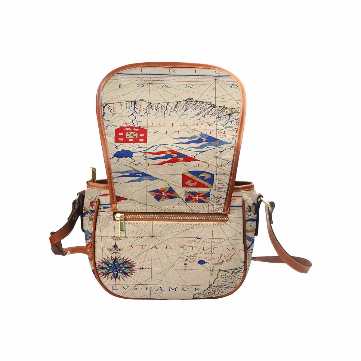 Antique Map design Handbag, saddle bag, Design 45