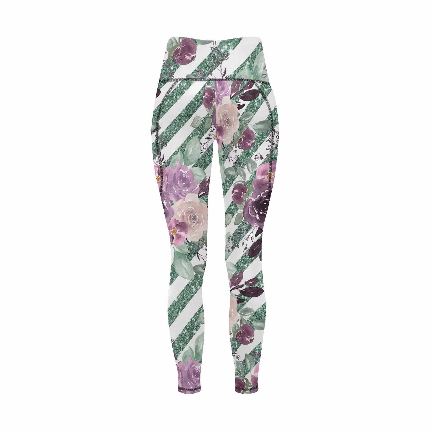 Floral 2, active wear leggings, outside surge, design 35