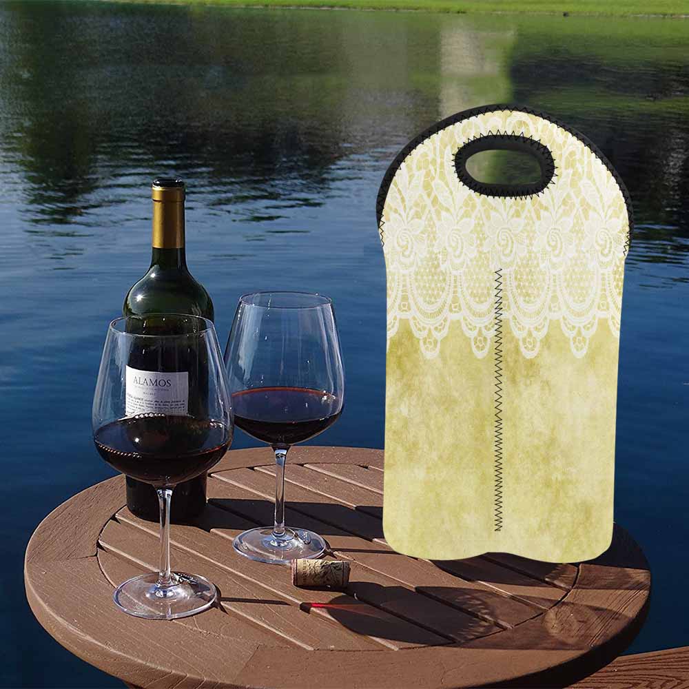2 Bottle Victorian lace print wine bag, Design 44