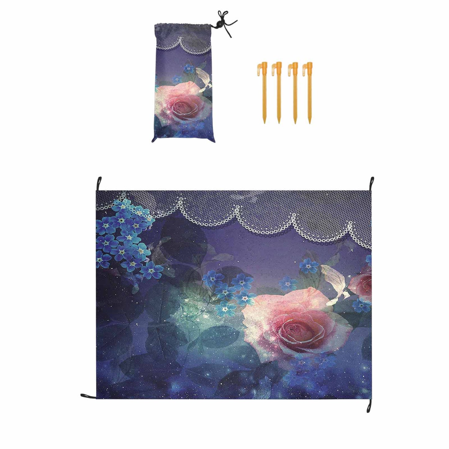 Victorian lace print waterproof picnic mat, 69 x 55in, design 02