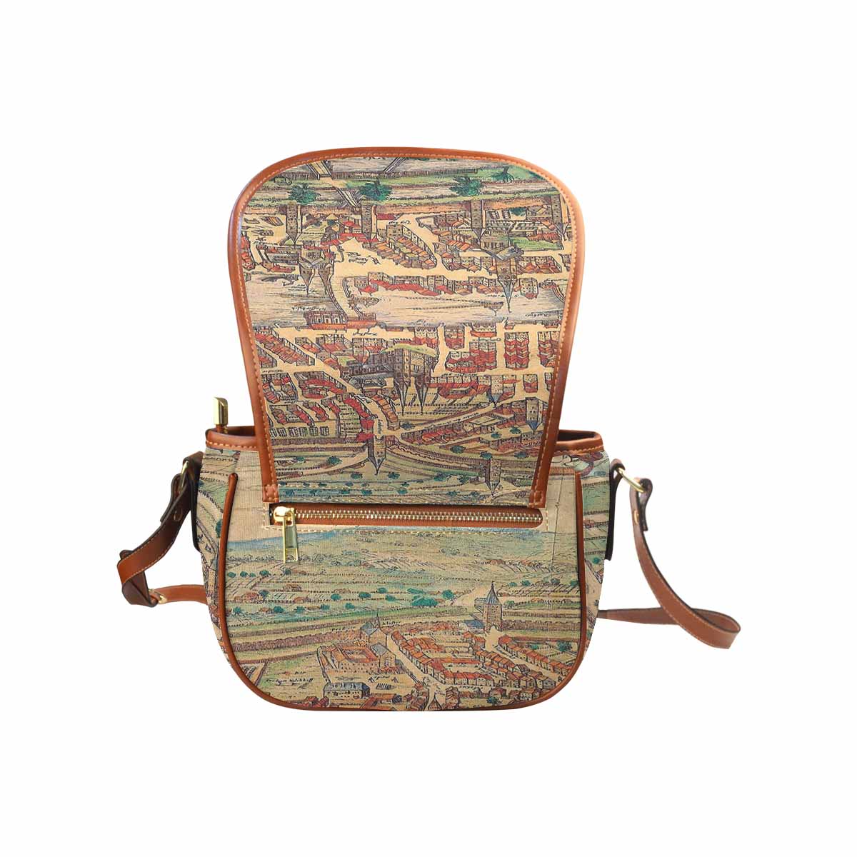 Antique Map design Handbag, saddle bag, Design 24