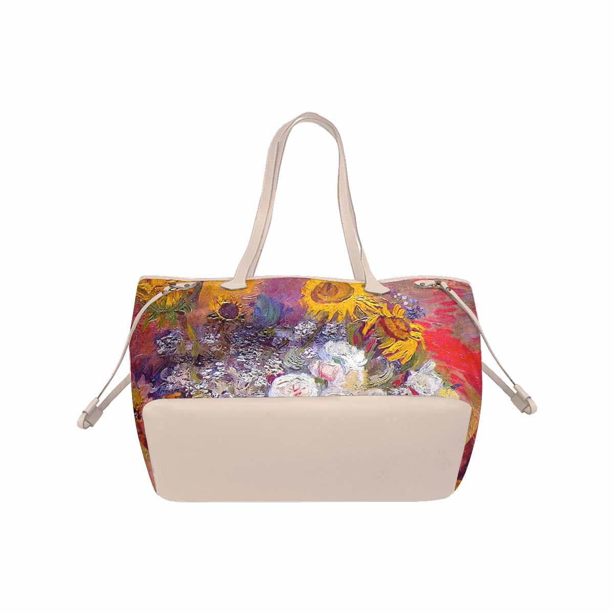 Vintage Floral Handbag, Classic Handbag, Mod 1695361 Design 54, WHITE TRIM
