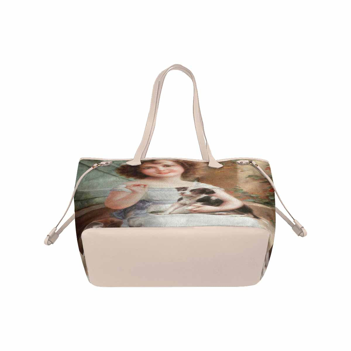 Victorian Girl Design Handbag, Model 1695361, Waiting For The Vet, BEIGE/TAN TRIM