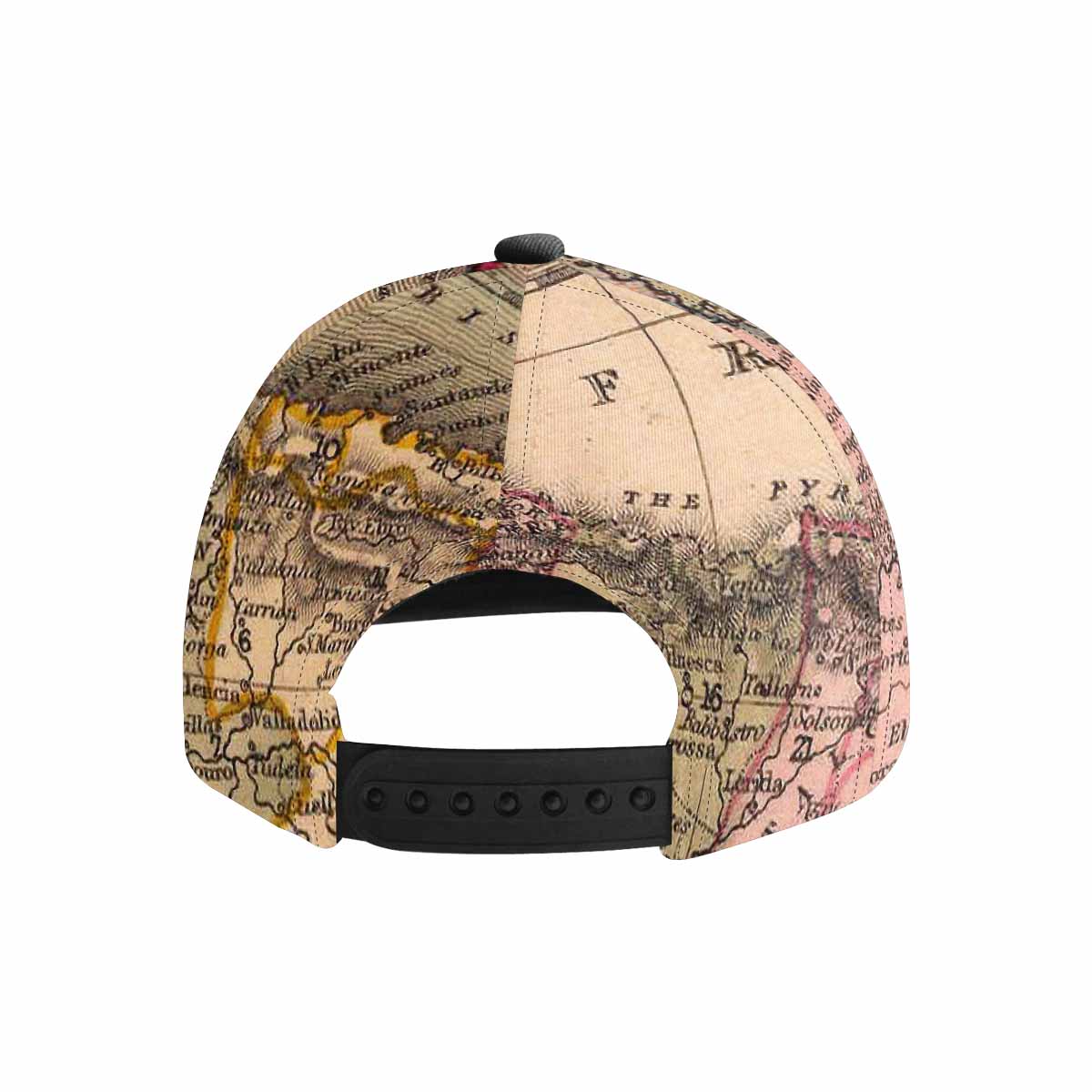 Antique Map design mens or womens deep snapback cap, trucker hat, Design 16
