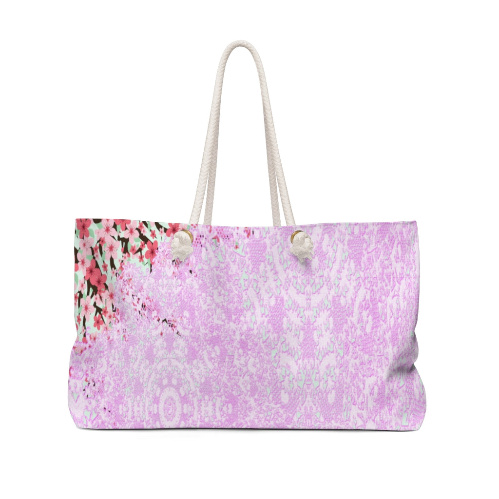 Victorian lace print weekender bag, large, design 09