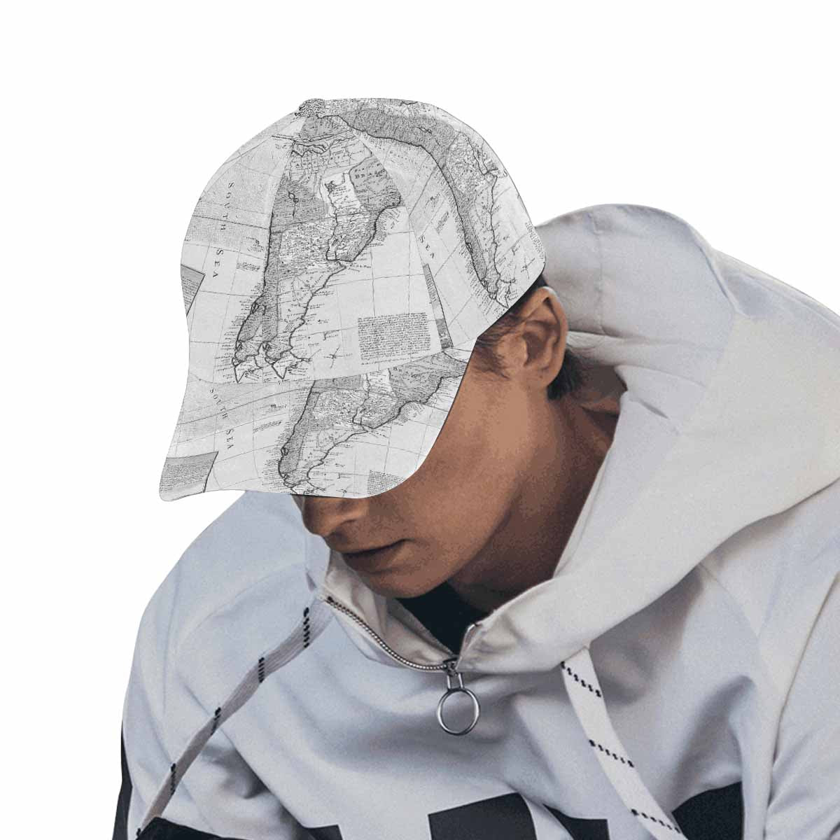 Antique Map design dad cap, trucker hat, Design 38