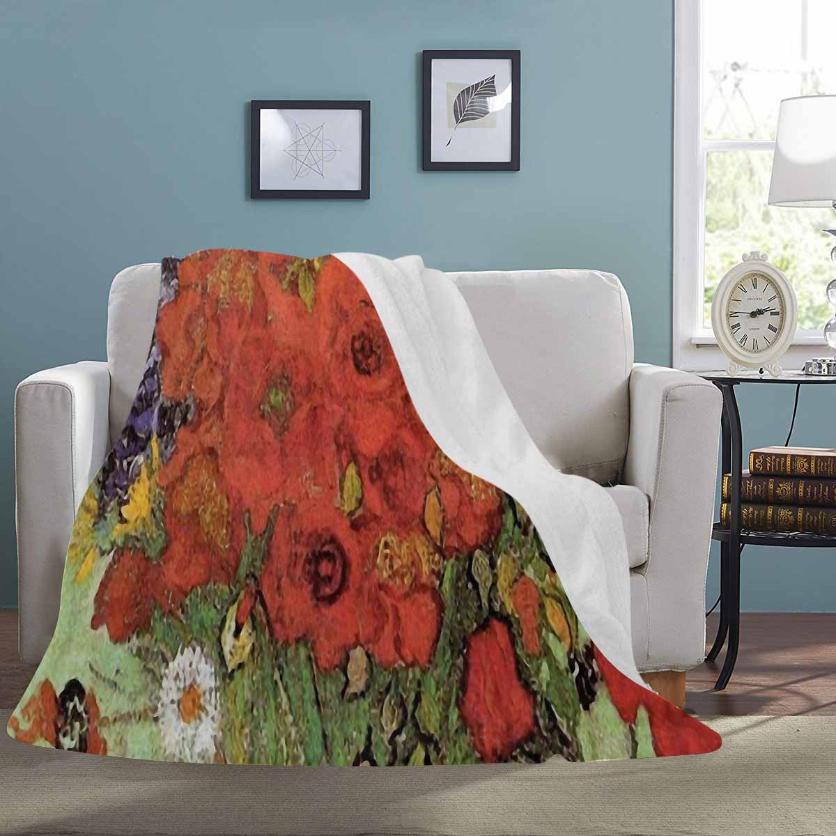 Vintage Floral BLANKET, LARGE 60 in x 80 in, Design 47 C50