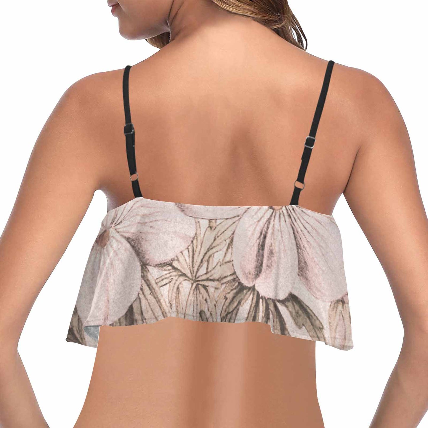 Vintage floral flounce bikini top, Design 13x