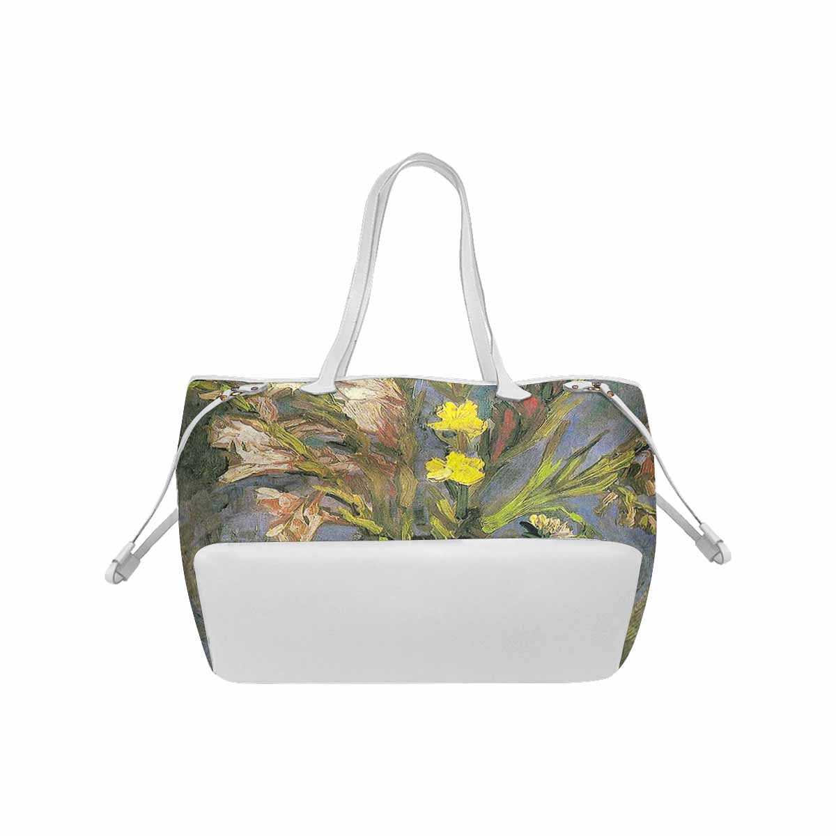 Vintage Floral Handbag, Classic Handbag, Mod 1695361 Design 59, WHITE TRIM