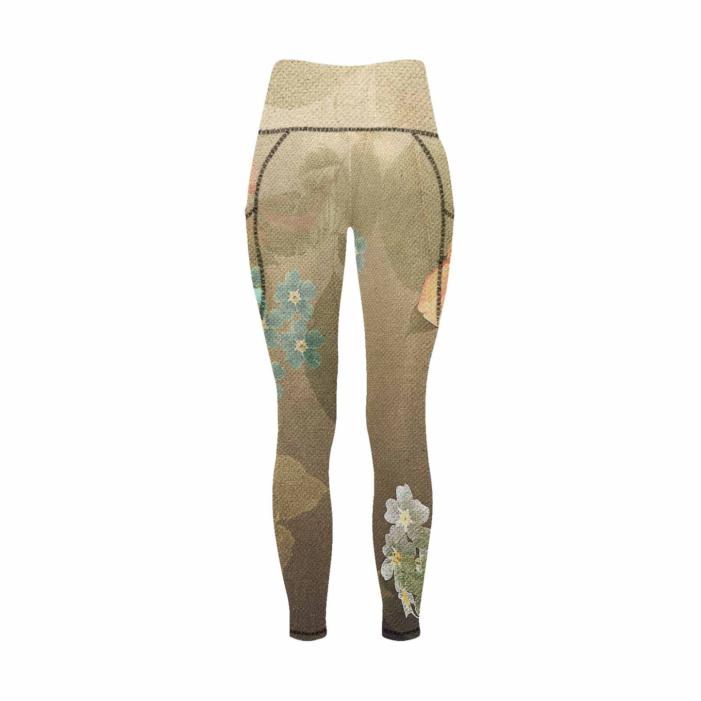 Floral 2, active wear leggings, outside surge, design 26