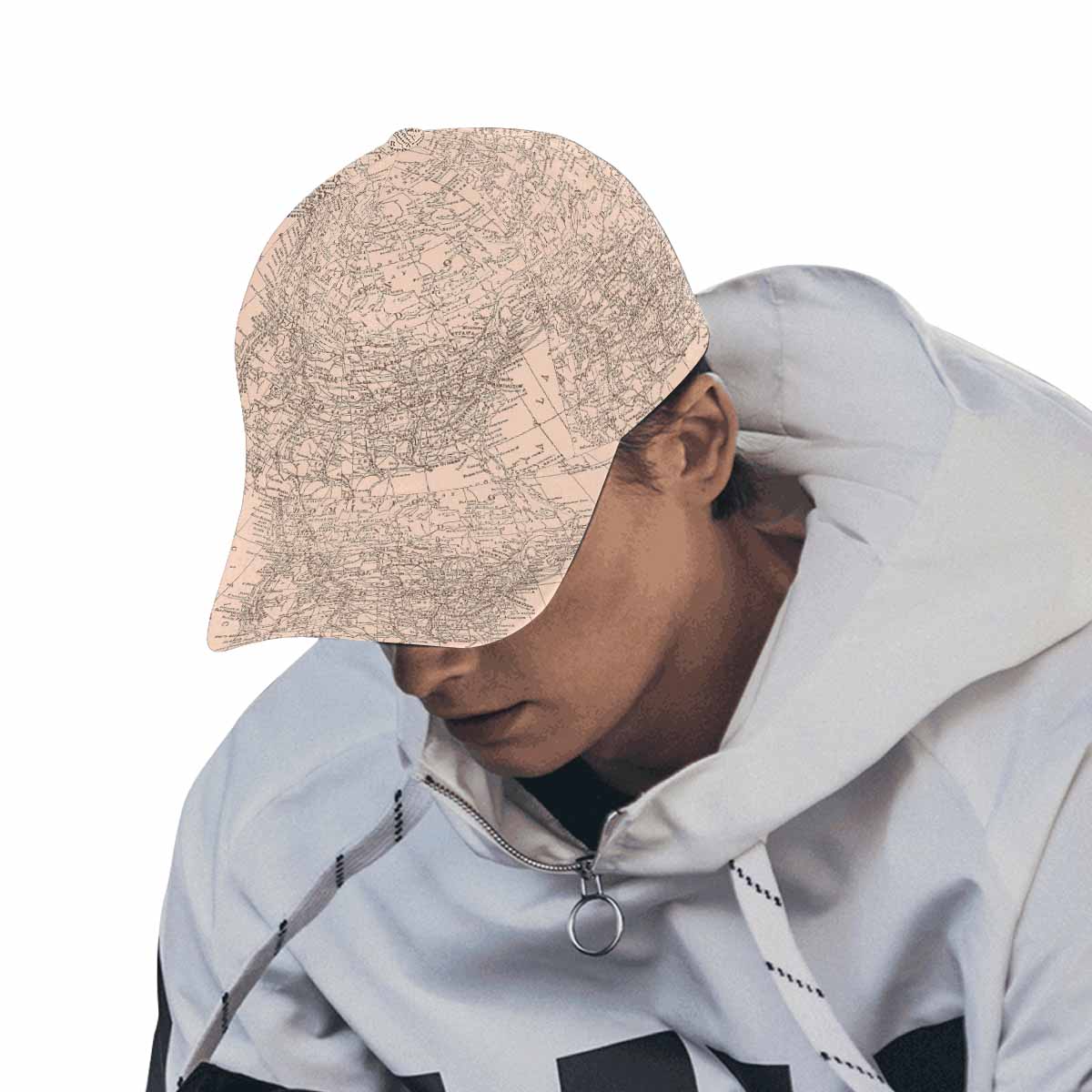 Antique Map design dad cap, trucker hat, Design 53