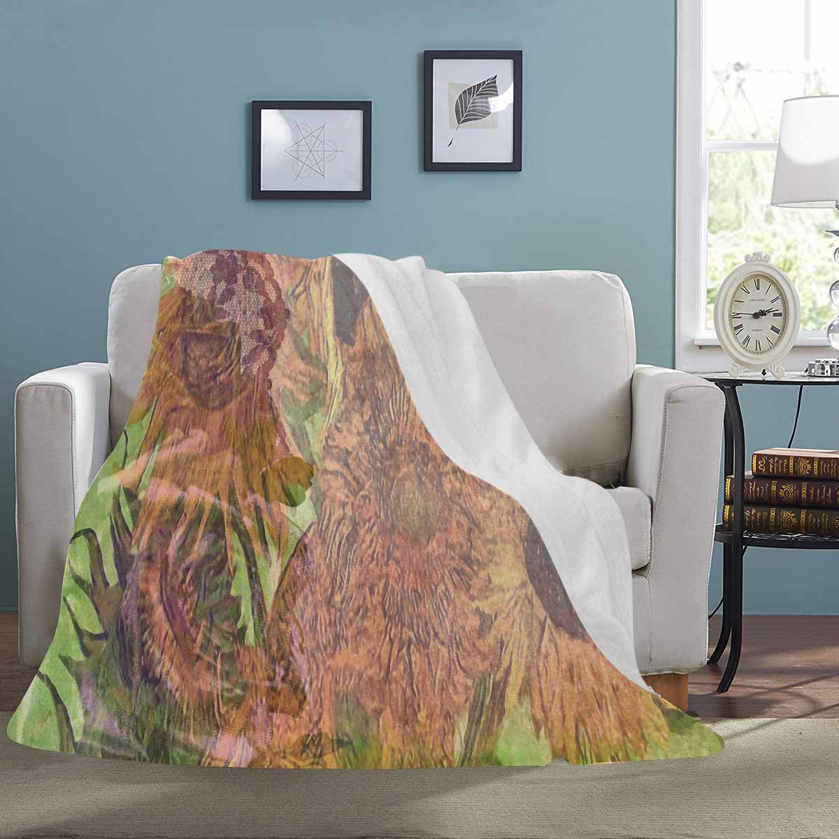 Vintage Floral BLANKET, LARGE 60 in x 80 in, Design 48xx C50