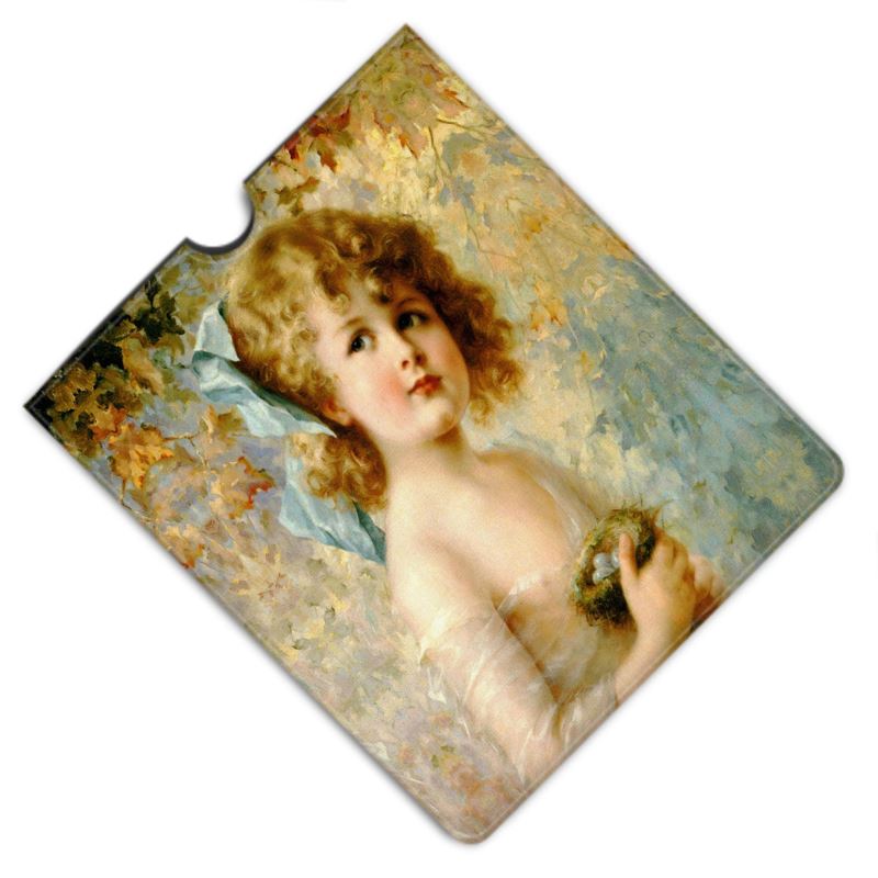 Victorian Girl design print, design Girl Holding a Nest, 100% luxury Leather iPad Case