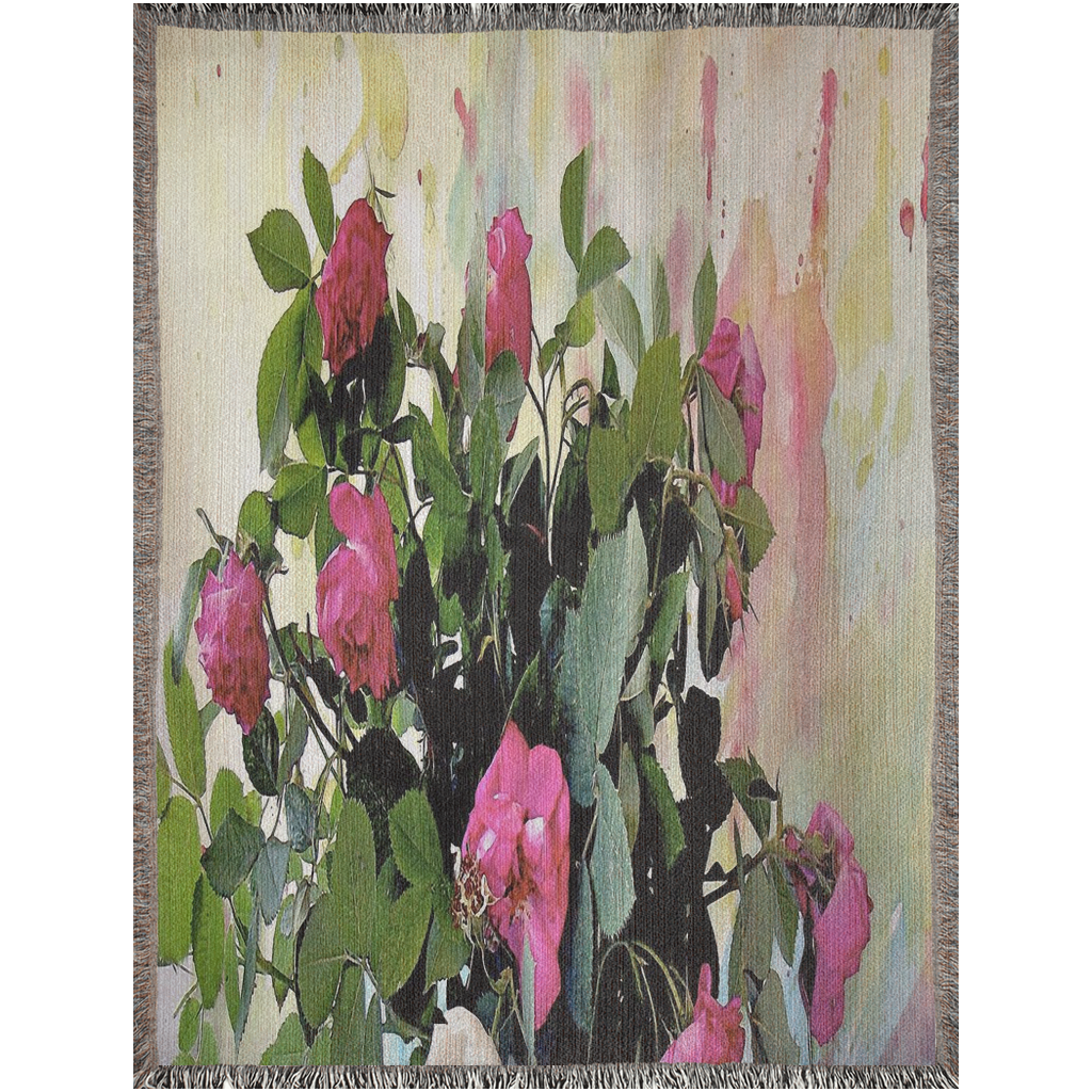 100% cotton Vintage Floral design woven blanket, 50 x 60 or 60 x 80in, Design 22