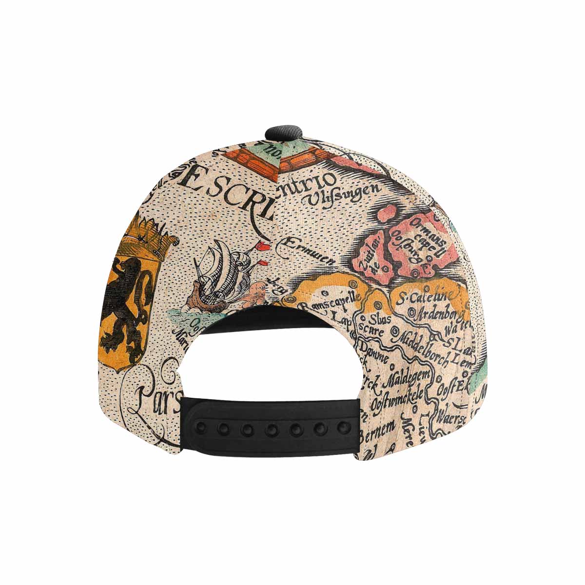 Antique Map design mens or womens deep snapback cap, trucker hat, Design 12