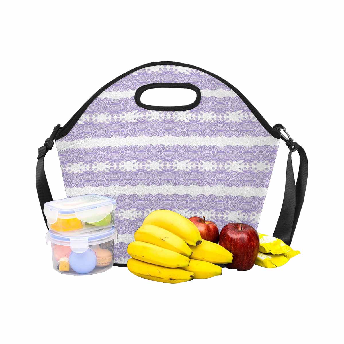 Victorian lace print insulated lunch bag, design 07