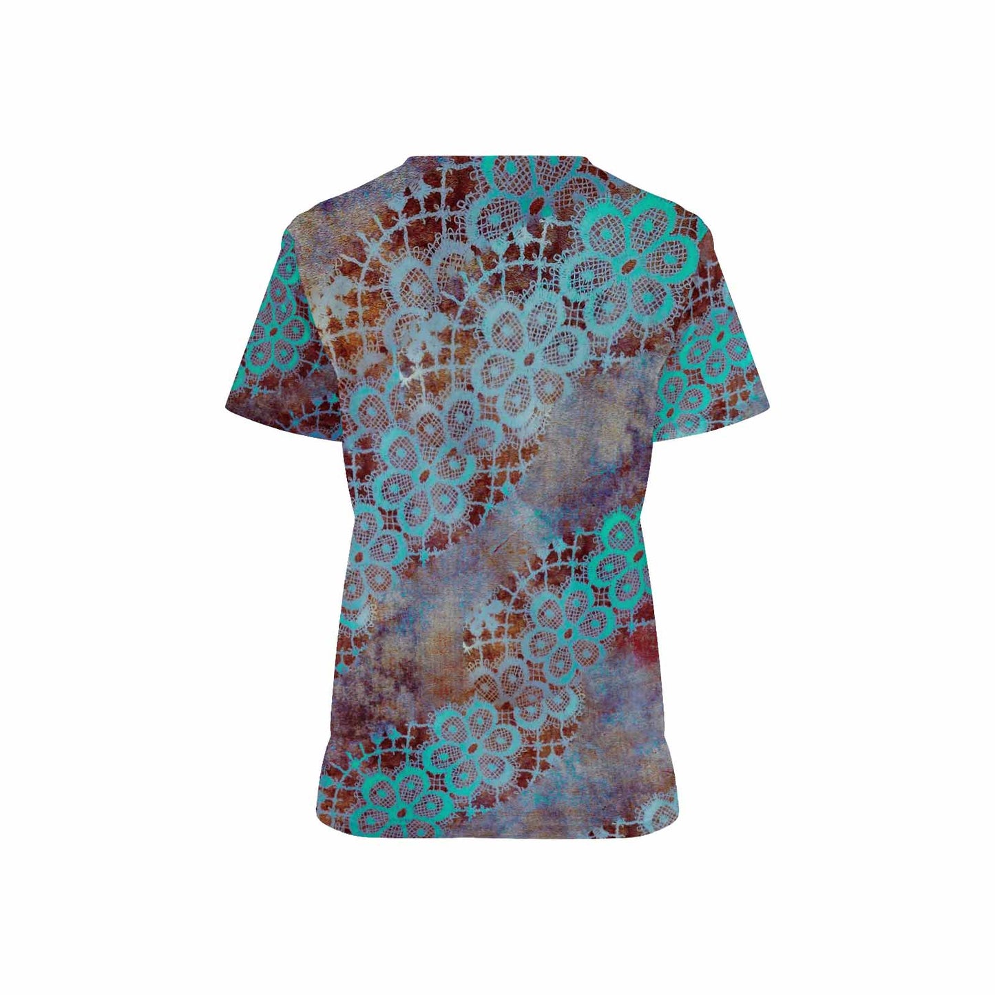 Victorian lace print professional scrubs, nurses scrub, unisex, design 37