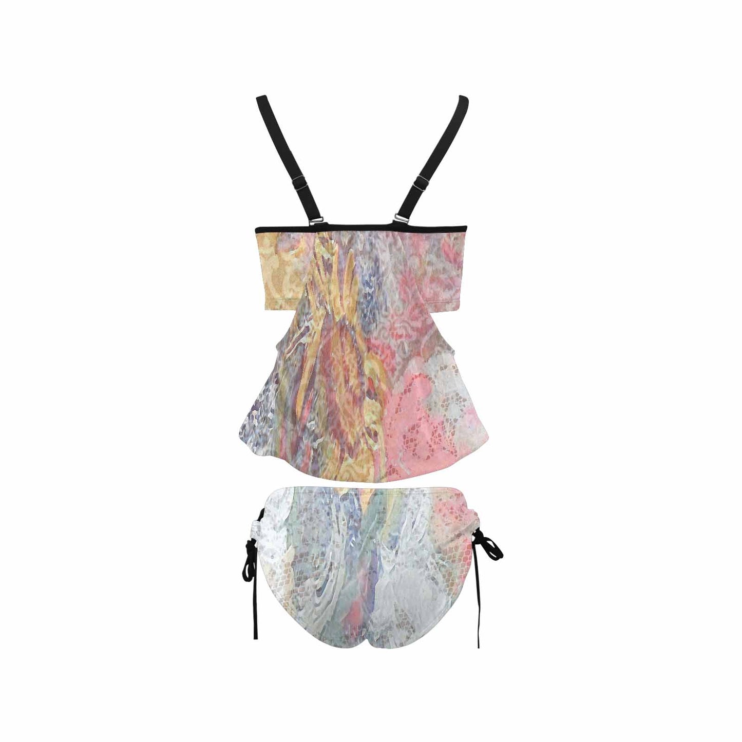 Vintage floral,cover belly tankini beach wear, swim wear, Design 54x