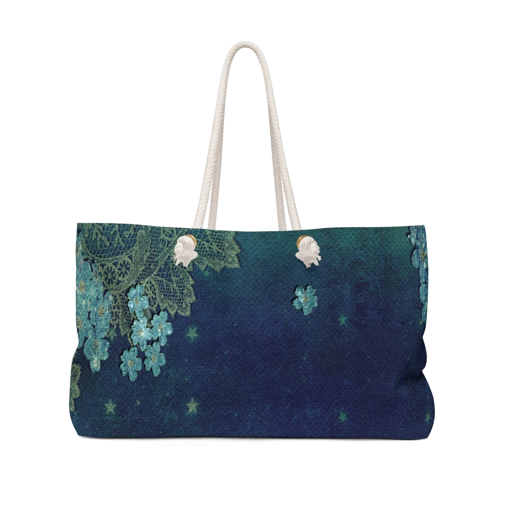 Victorian lace print weekender bag, large, design 04