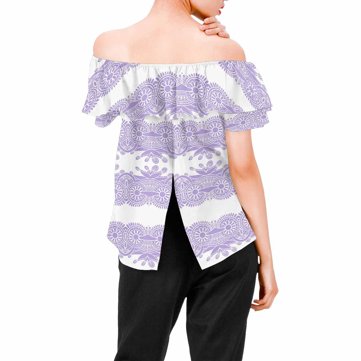 Victorian Lace print Chiffon Blouse, design 07