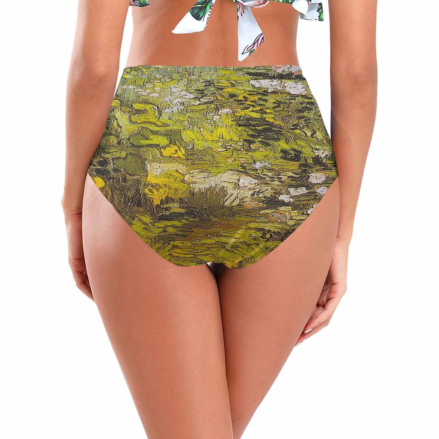 Vintage floral High waist bikini bottom, Design 05