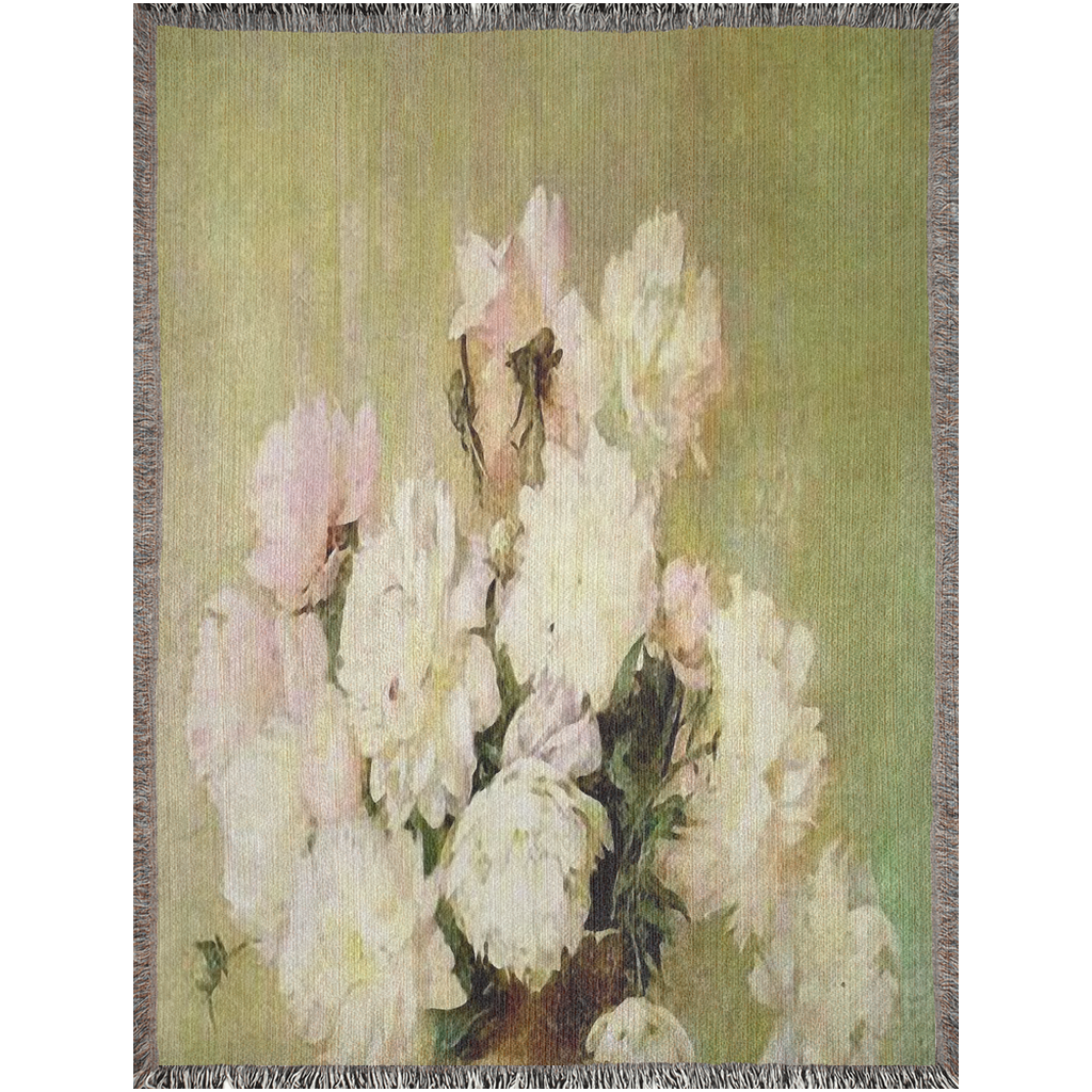 100% cotton Vintage Floral design woven blanket, 50 x 60 or 60 x 80in, Design 35