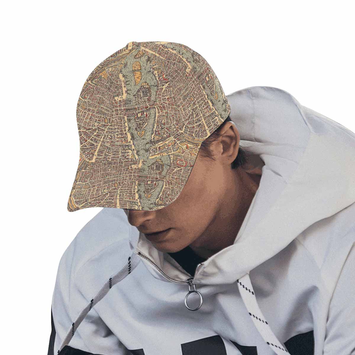 Antique Map design dad cap, trucker hat, Design 49