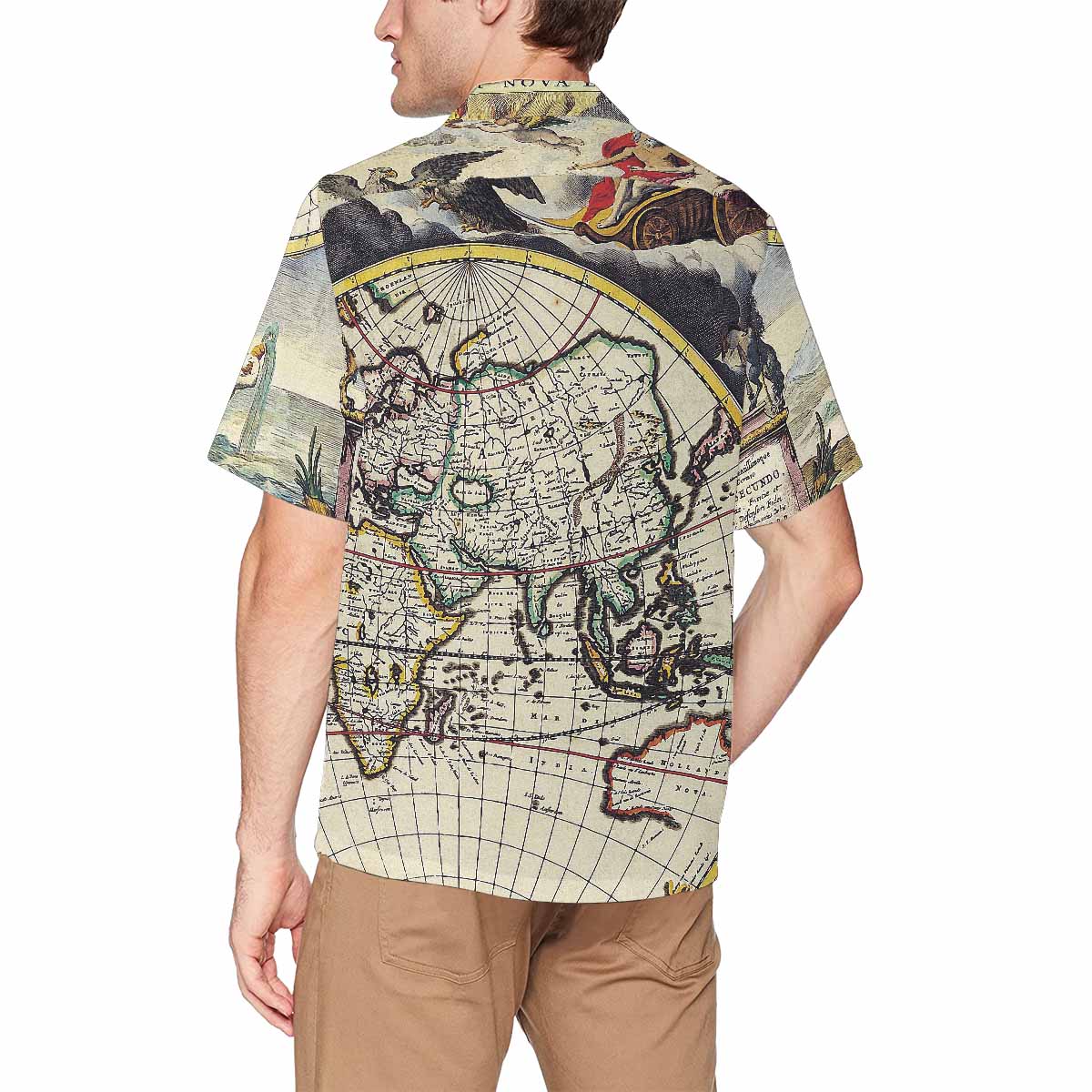 Antique Map design Hawaiian mens shirt, Design 19