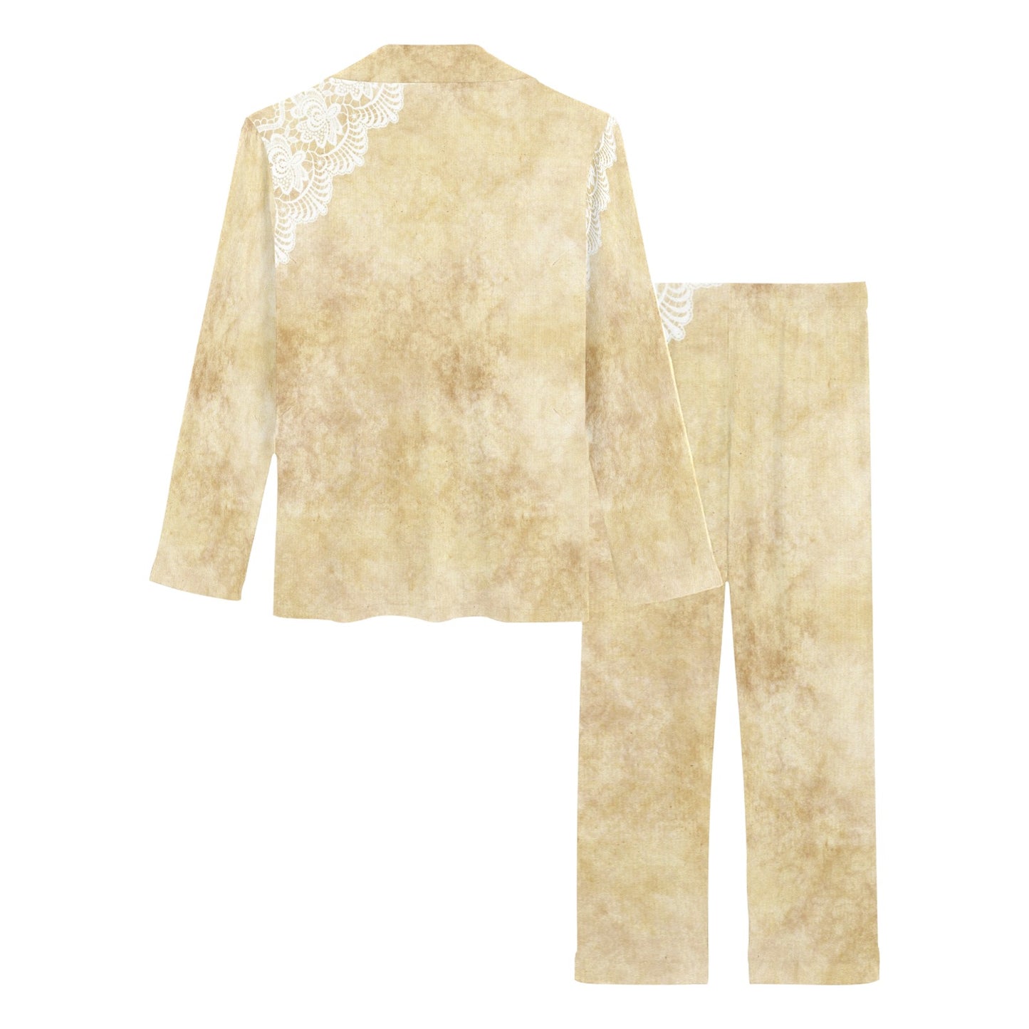 Victorian printed lace pajama set, design 29 Women's Long Pajama Set (Sets 02)