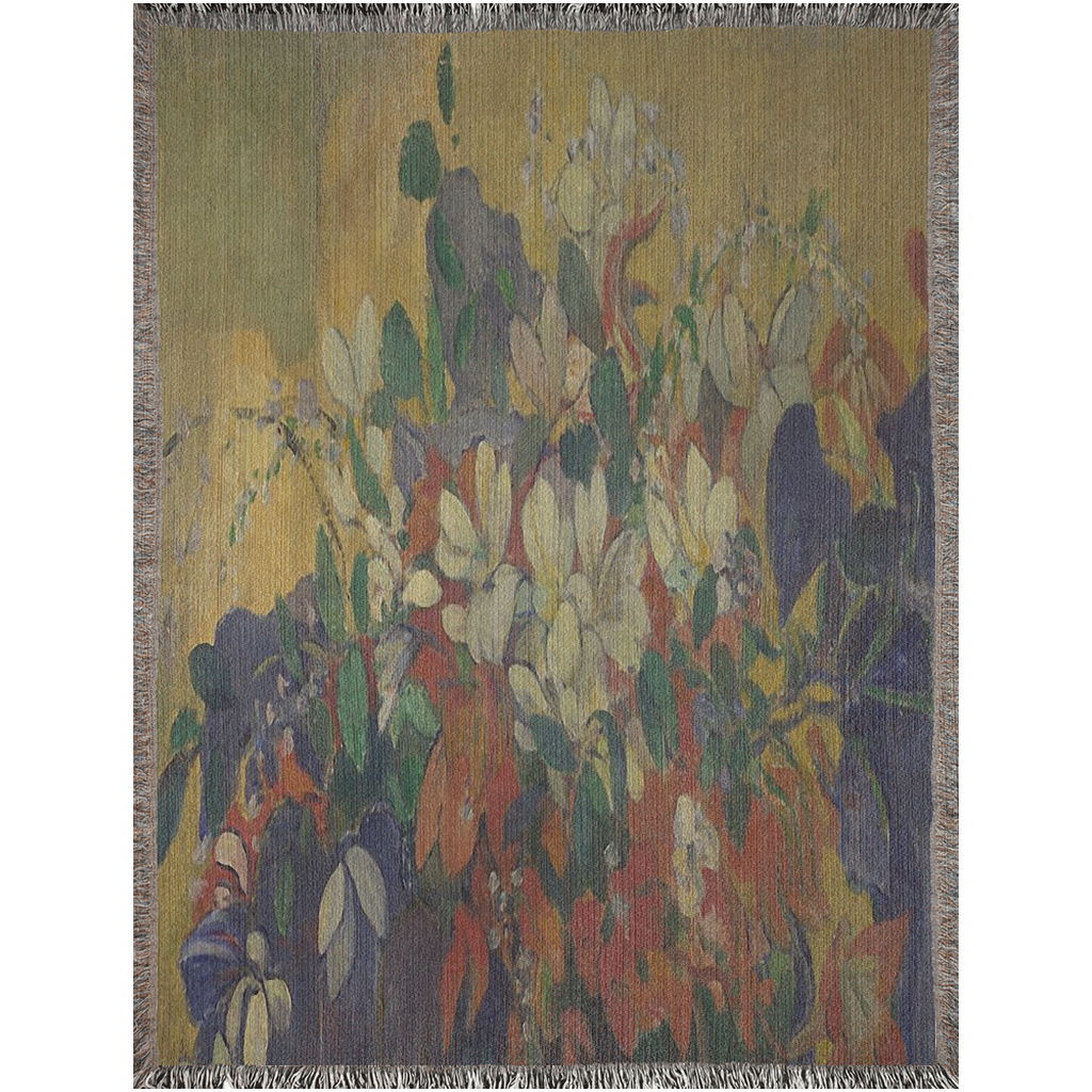 100% cotton Vintage Floral design woven blanket, 50 x 60 or 60 x 80in, Design 10