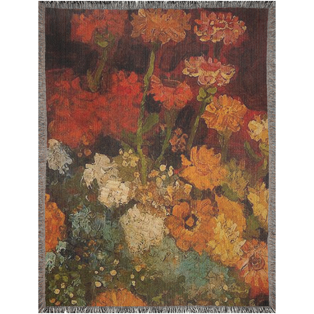 100% cotton Vintage Floral design woven blanket, 50 x 60 or 60 x 80in, Design 31