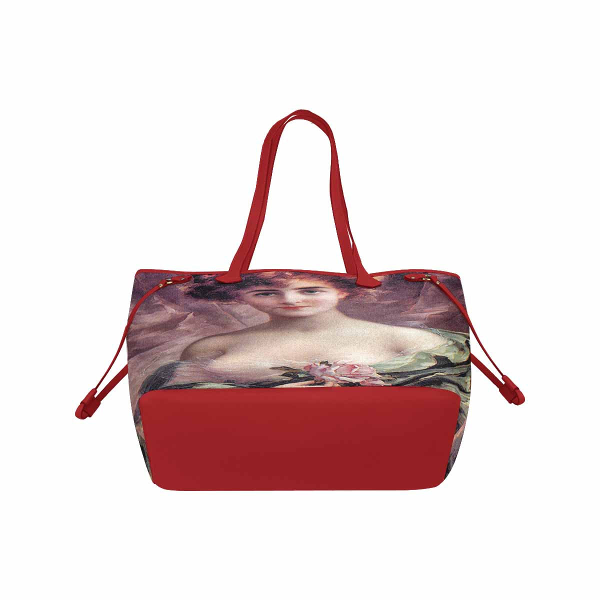 Victorian Lady Design Handbag, Model 1695361, The Pink Rose, RED TRIM
