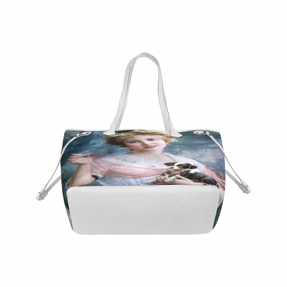 Victorian Lady Design Handbag, Model 1695361, The Mischievous Puppy, WHITE TRIM