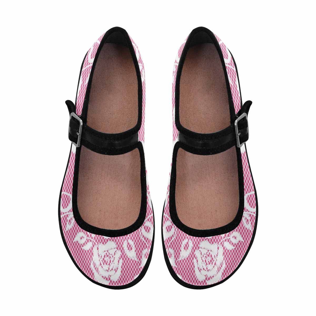 Victorian lace print, cute, vintage style women's Mary Jane shoes, design 17