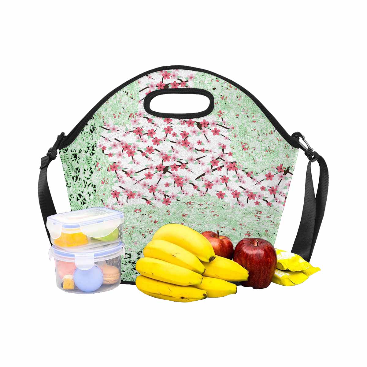 Victorian lace print insulated lunch bag, design 10