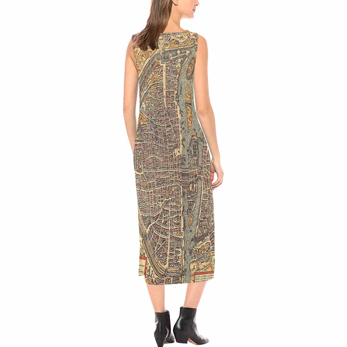 Antique Map chic long dress, Design 44