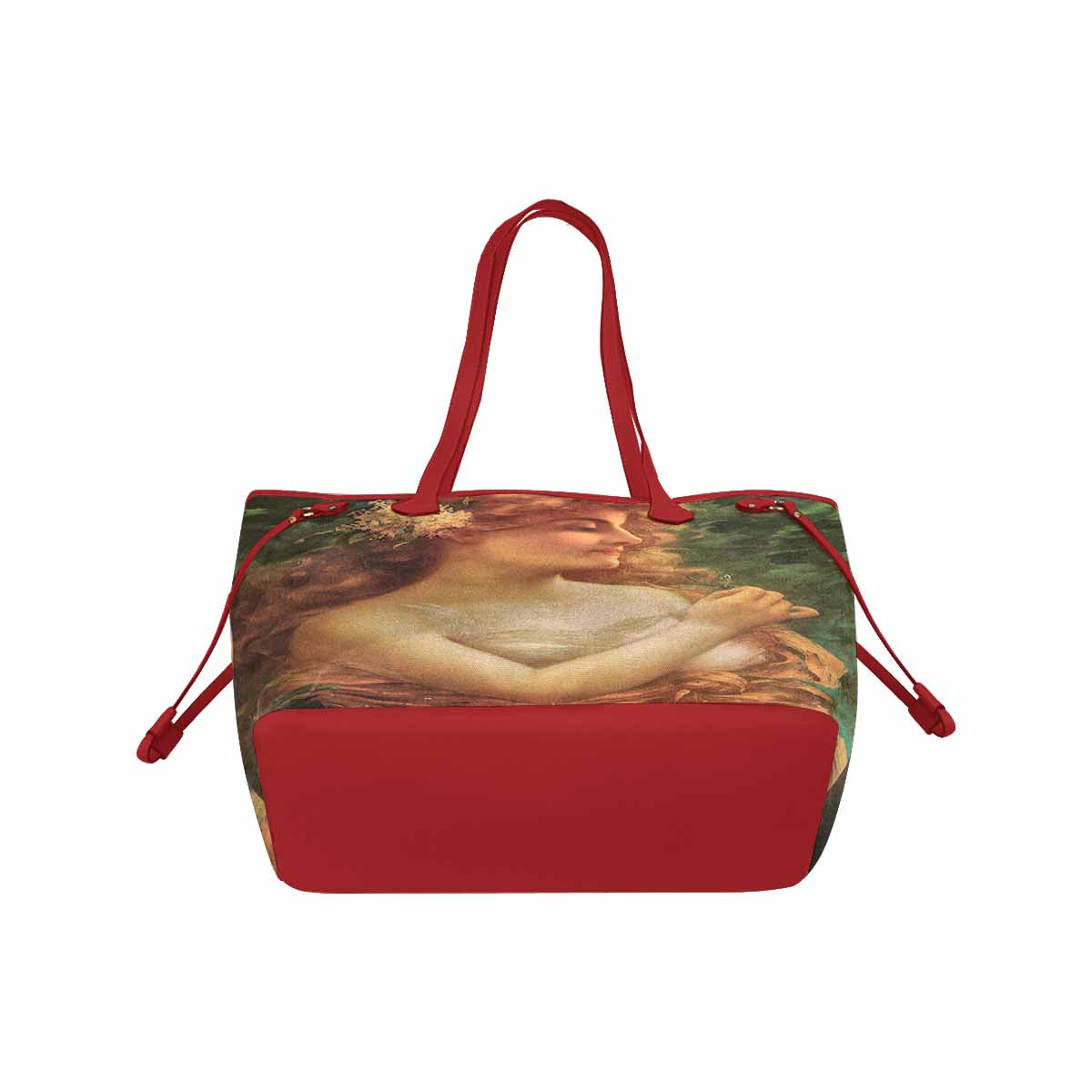 Victorian Lady Design Handbag,, Model 1695361, Young Woman With A Dragonfly, RED TRIM