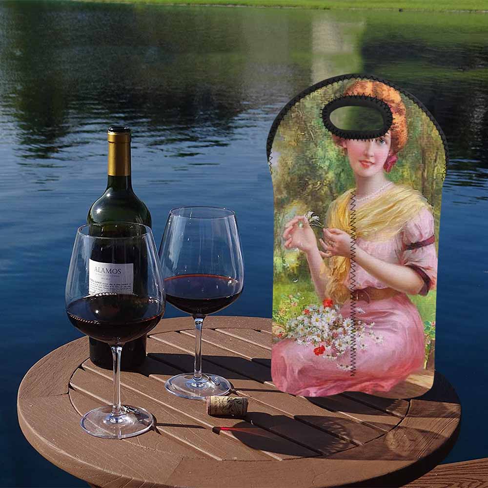 Victorian lady design 2 Bottle wine bag, lady in pink