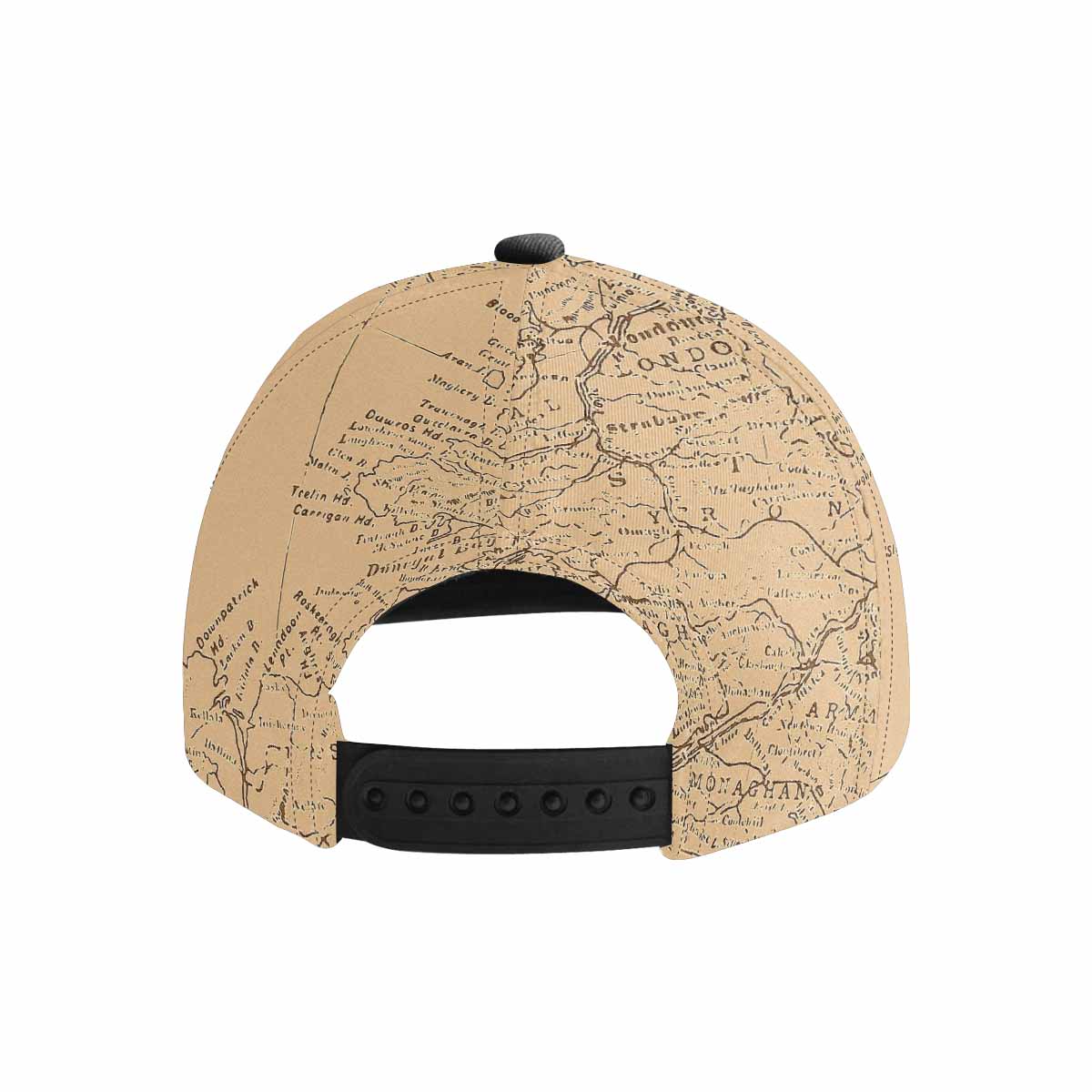 Antique Map design mens or womens deep snapback cap, trucker hat, Design 51