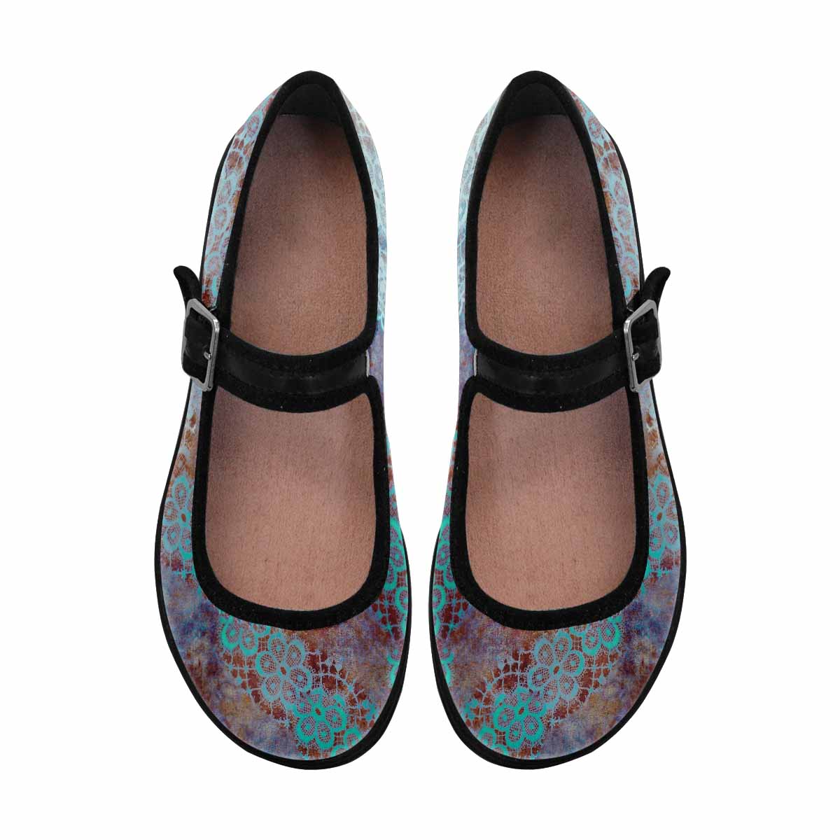 Victorian lace print, cute, vintage style women's Mary Jane shoes, design 37