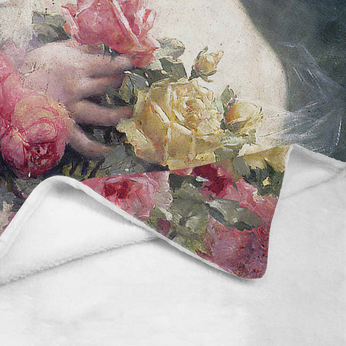 Victorian Lady Design BLANKET, LARGE 60 in x 80 in, BEAUTY WITH FLOWERS