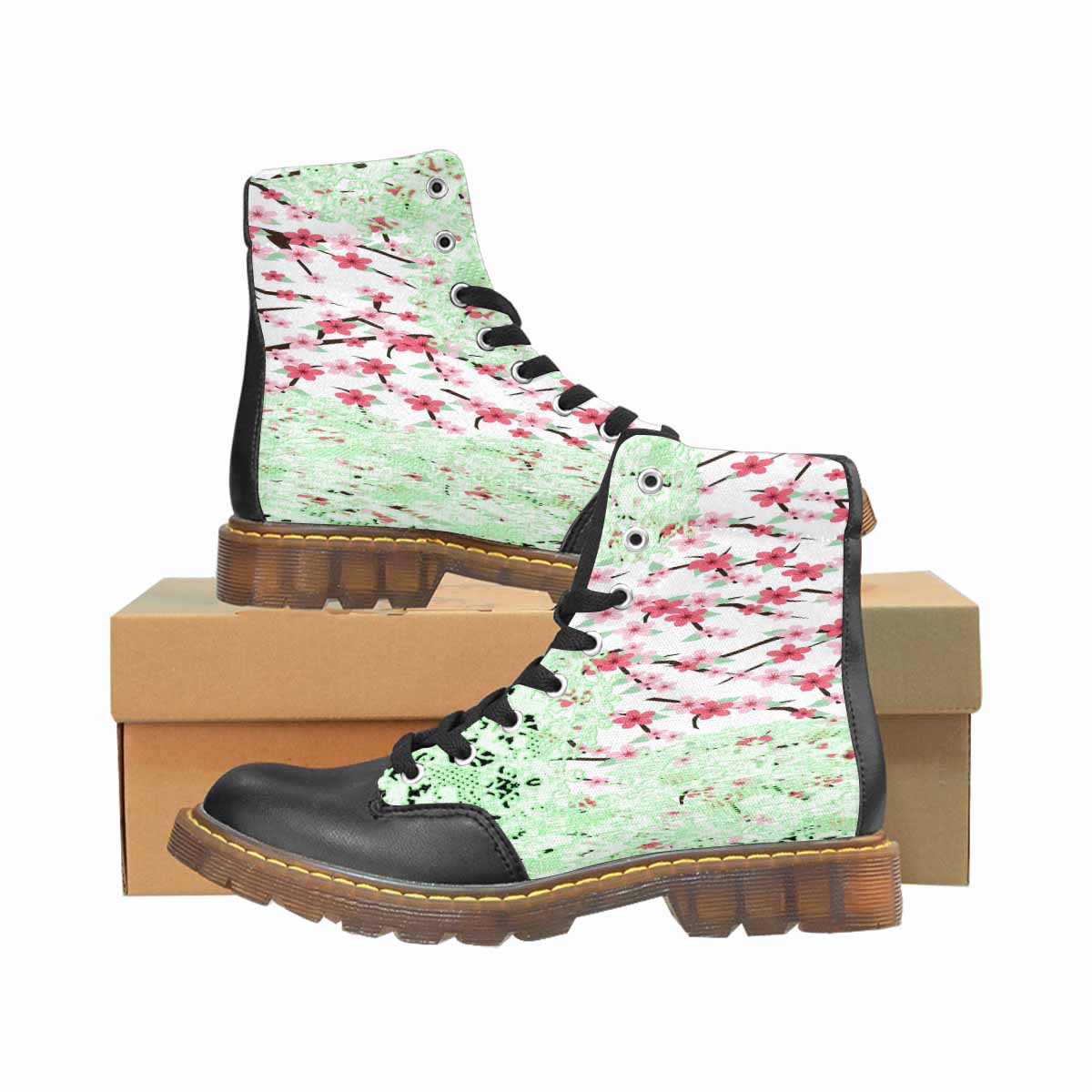 Victorian lace print, cute but tough, Winter walk about boots, design 10