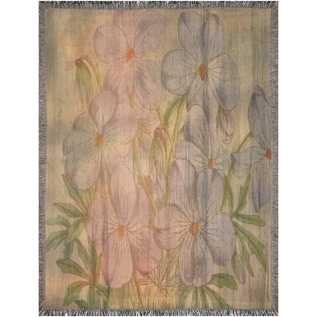 100% cotton Vintage Floral design woven blanket, 50 x 60 or 60 x 80in, Design 13xx