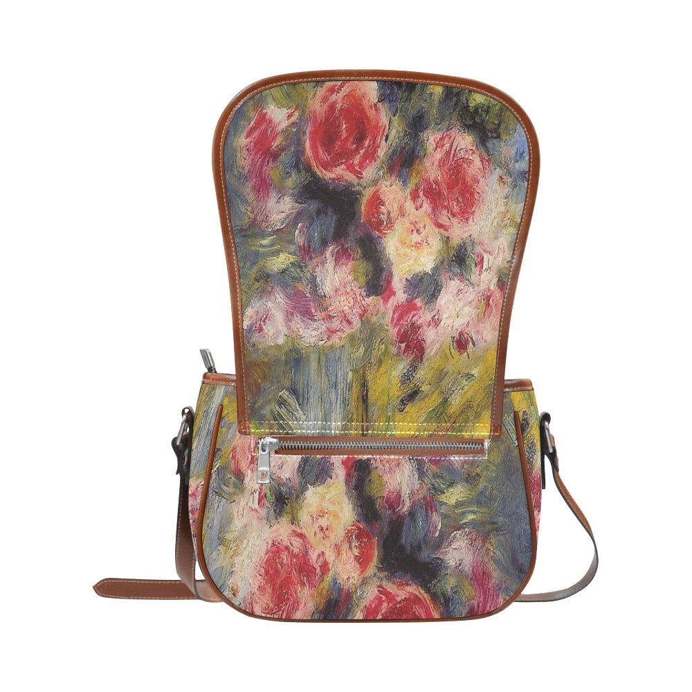 Vintage floral handbag, Design 26 Model 1695341 Saddle Bag/Large (Model 1649)
