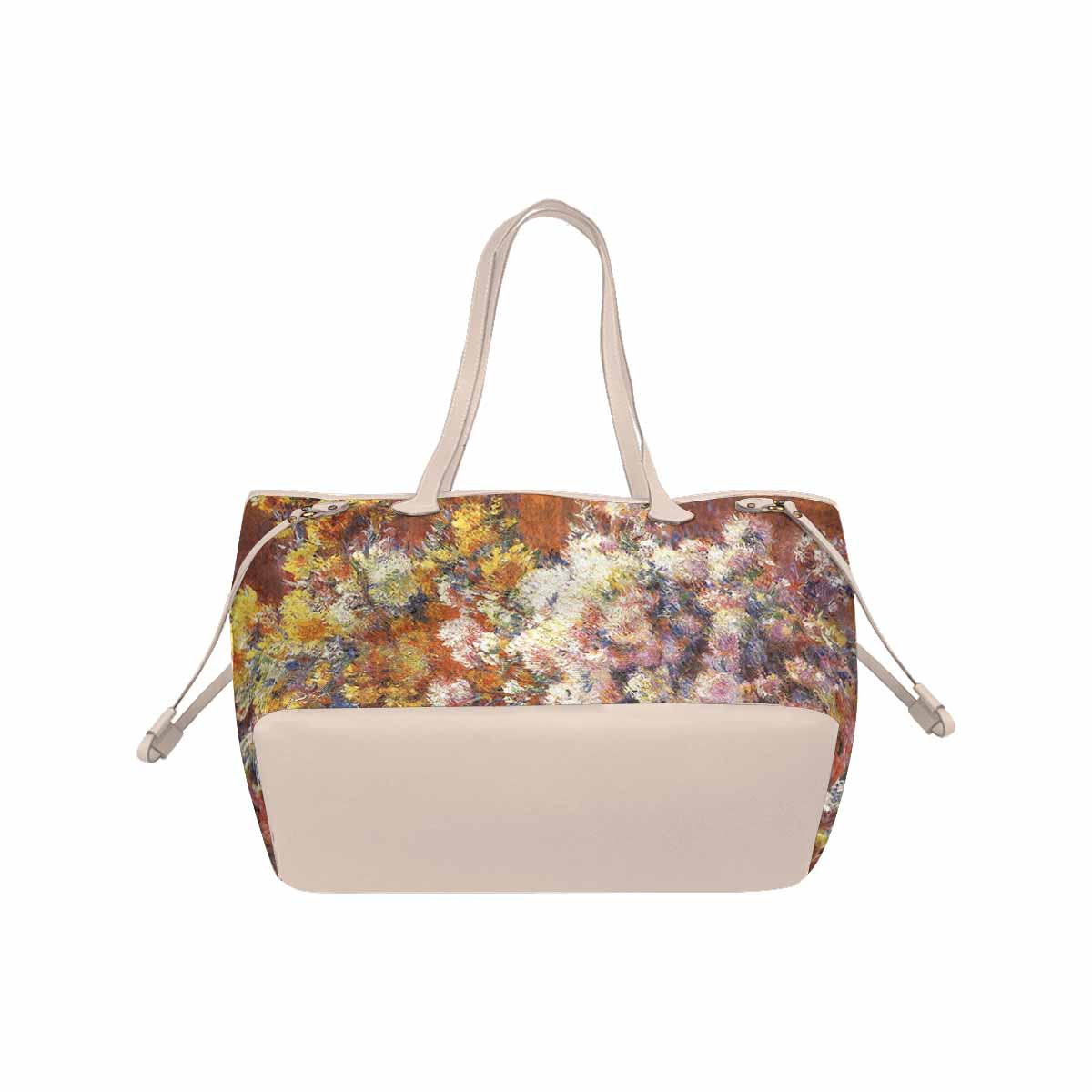 Vintage Floral Handbag, Classic Handbag, Mod 1695361 Design 57, BEIGE/TAN TRIM