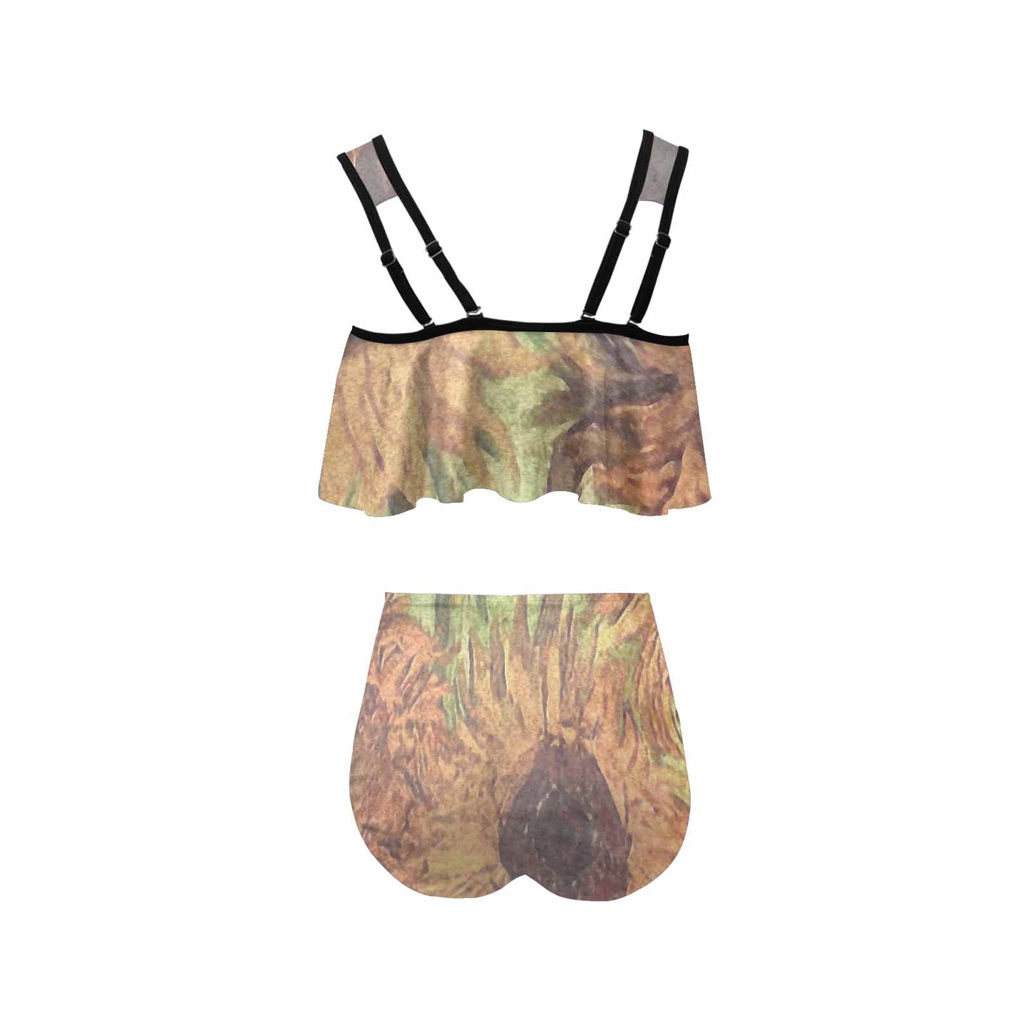 Vintage floral high waisted flounce top bikini, swim wear, Design 48xx