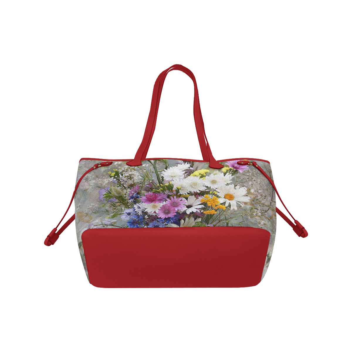 Vintage Floral Handbag, Classic Handbag, Mod 1695361 Design 02, RED TRIM