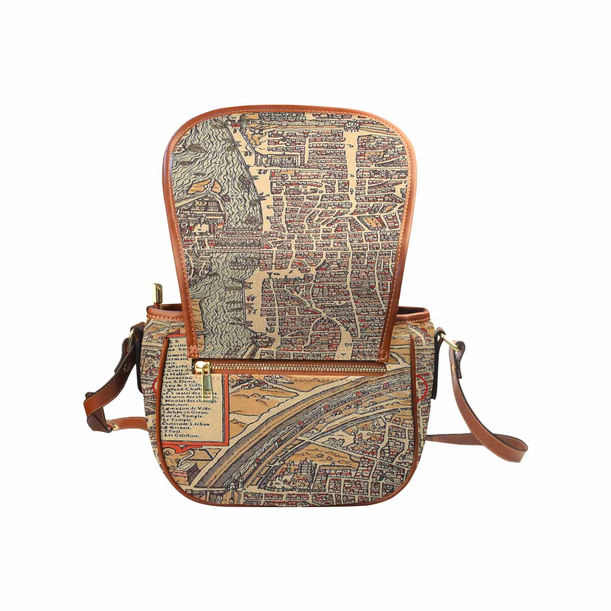 Antique Map design Handbag, saddle bag, Design 49